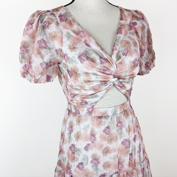 NWT Storia Watercolor Tiered Midi Dress - Picture 2 of 5